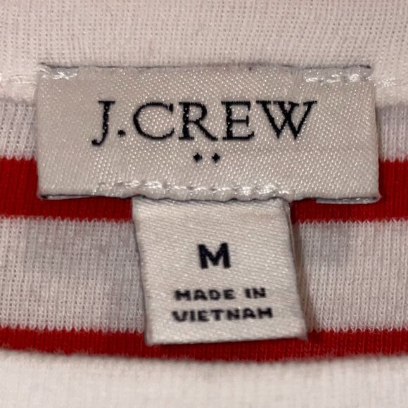 J.CREW Women's Oska Stripe White and Red with 3 Gold Button-shoulder Tee Size M - Picture 2 of 11